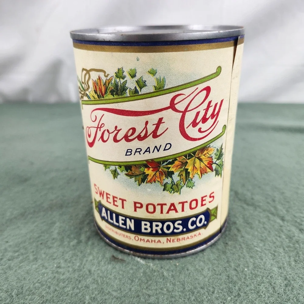 Vintage Forest City Sweet Potatoes Can Label Allen Bros. Omaha NE